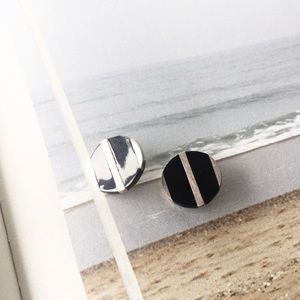 Vintage Sterling Silver & Onyx Earrings